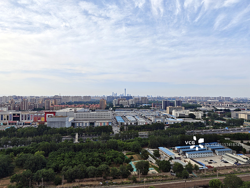 北京夏季国贸CBD城市天际线全景图片素材