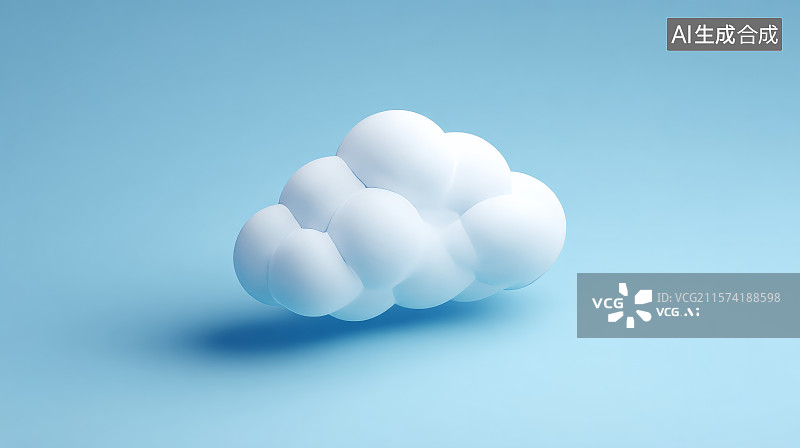 【AI数字艺术】极简风格的云图标与浅蓝背景构图图片素材