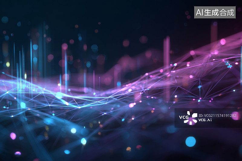 【AI数字艺术】量化交易与科技信号交织的数字金融网络图图片素材
