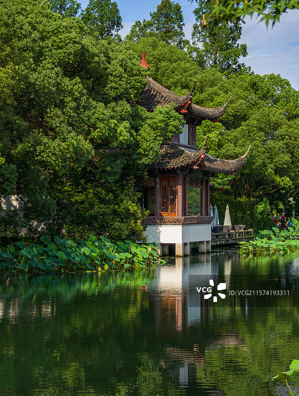 水边亭楼图片素材