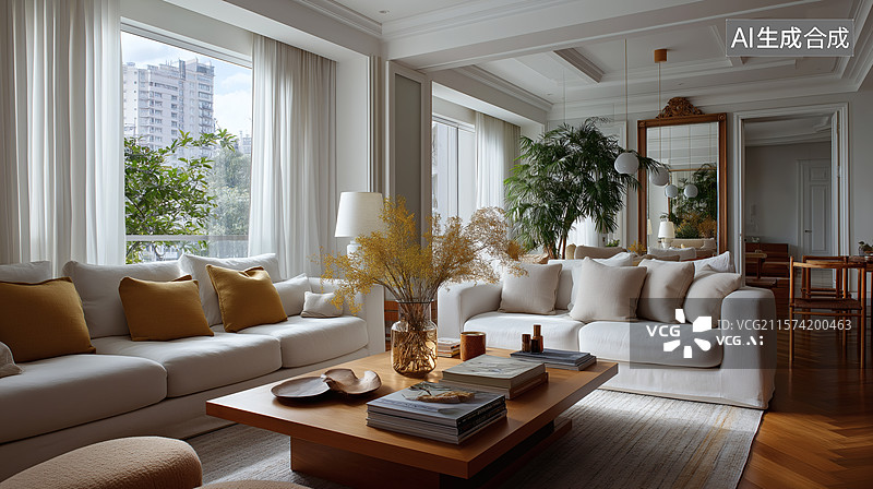 【AI数字艺术】现代简约风格客厅设计图片素材