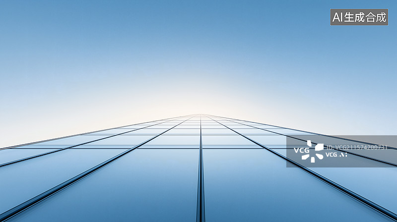 【AI数字艺术】玻璃幕墙下的蓝天图片素材
