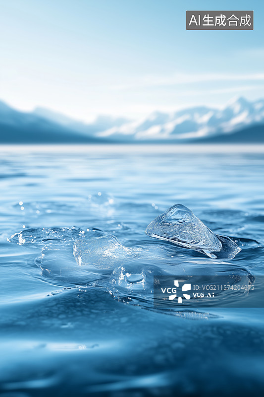 【AI数字艺术】冰封湖面的晶莹之境图片素材