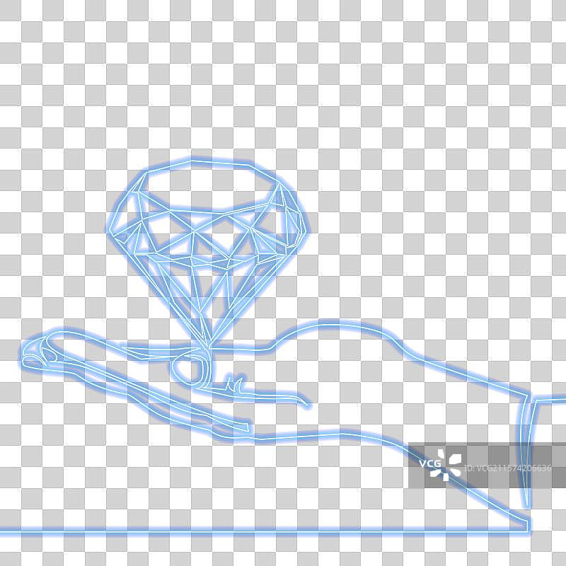 钻石高级标志奖品和霓虹奖杯图片素材