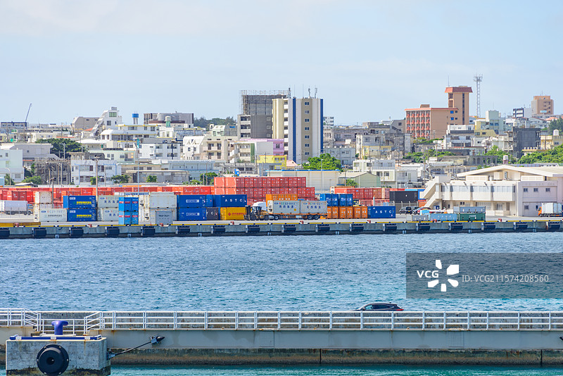 日本冲绳宫古岛平良港邮轮货运码头图片素材