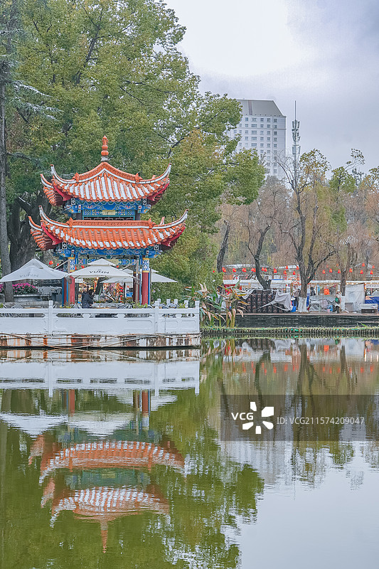 昆明-翠湖初雪图片素材