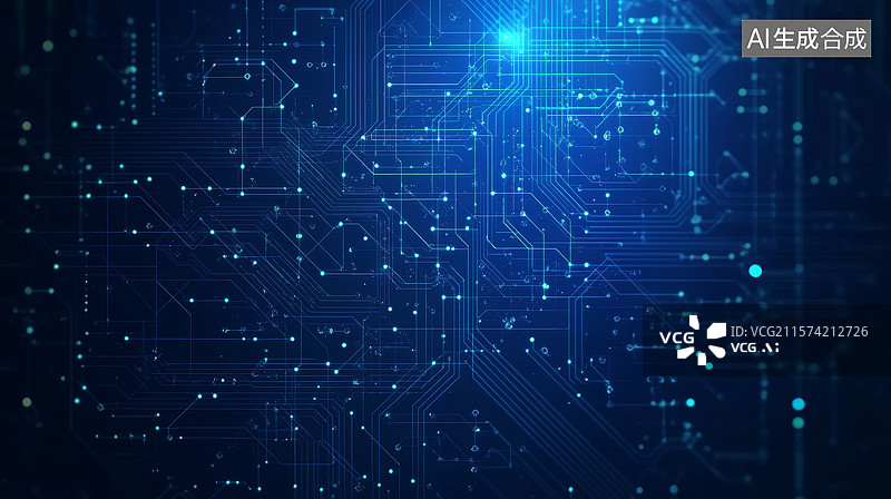 【AI数字艺术】蓝色电路板背景图片素材