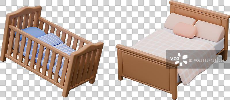 现代成人和儿童木床套装图片素材