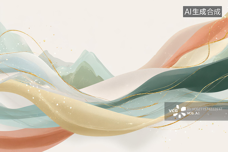 【AI数字艺术】梦幻渐变波浪抽象艺术装饰画图片素材