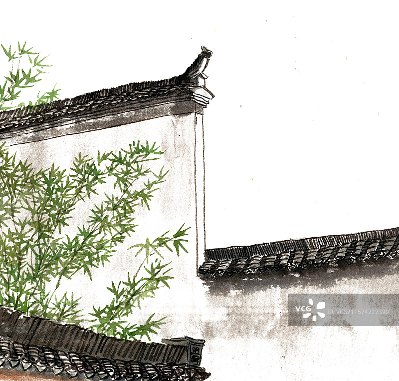院墙内的竹子图片素材