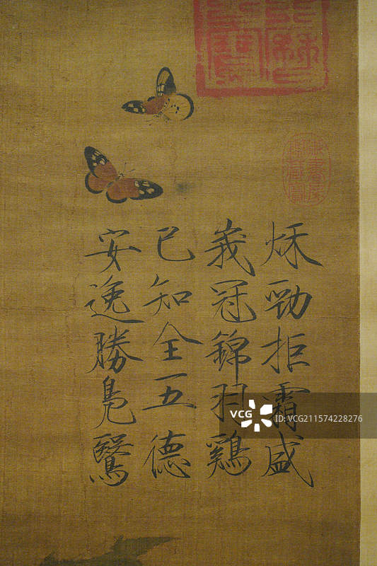 芙蓉锦鸡图，宋徽宗赵佶，故宫文华殿万物合生画展图片素材