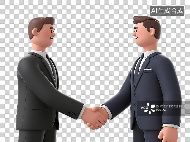 【AI数字艺术】商务合作的卡通握手免扣元素图片素材