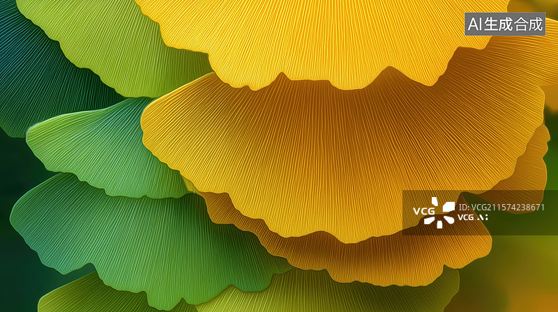 【AI数字艺术】层叠的银杏叶特写图片素材