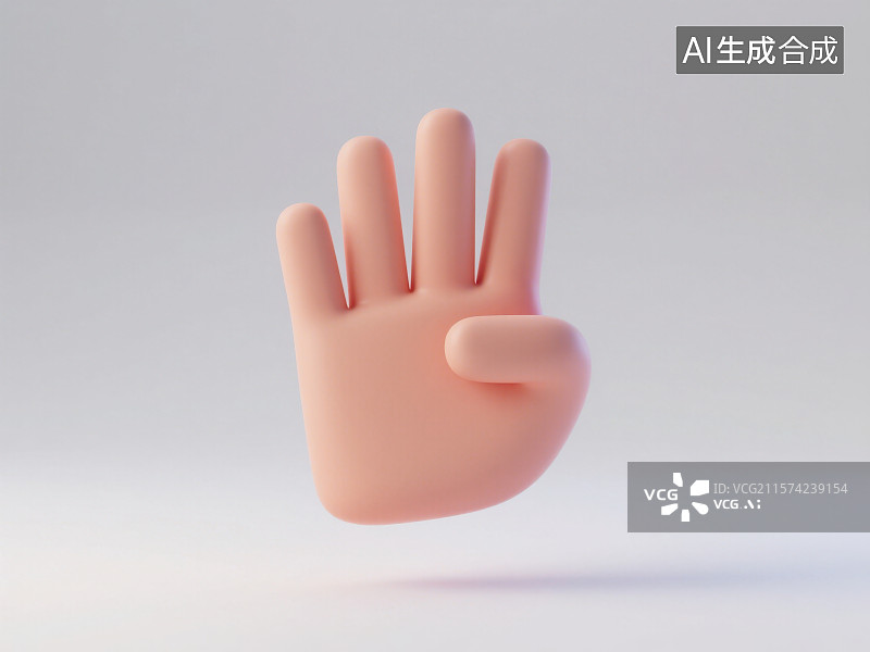 【AI数字艺术】3D渲染卡通人物伸出四根手指用手比数字4图片素材
