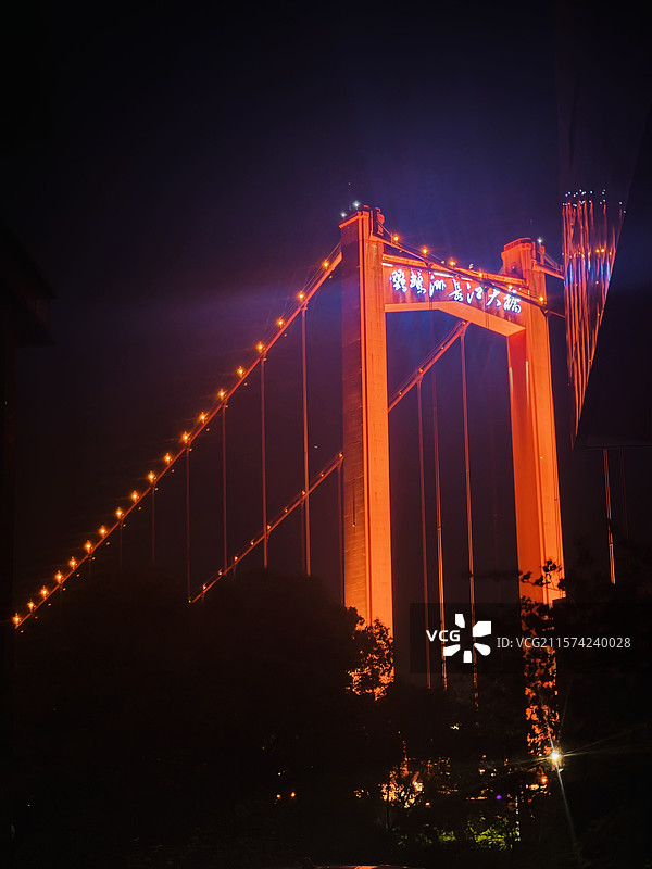 夜晚下的鹦鹉洲长江大桥图片素材