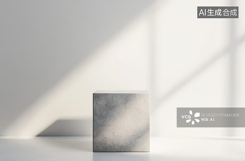 【AI数字艺术】3D渲染阳光光影方形底座电商产品展台图片素材