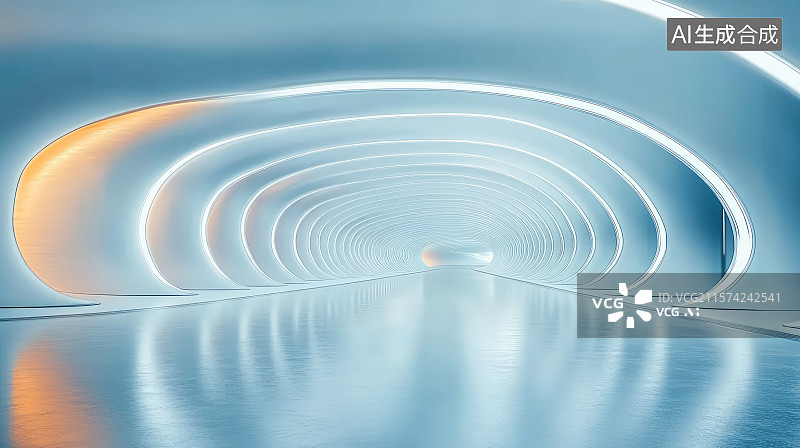 【AI数字艺术】抽象未来科技感建筑人造空间图片素材