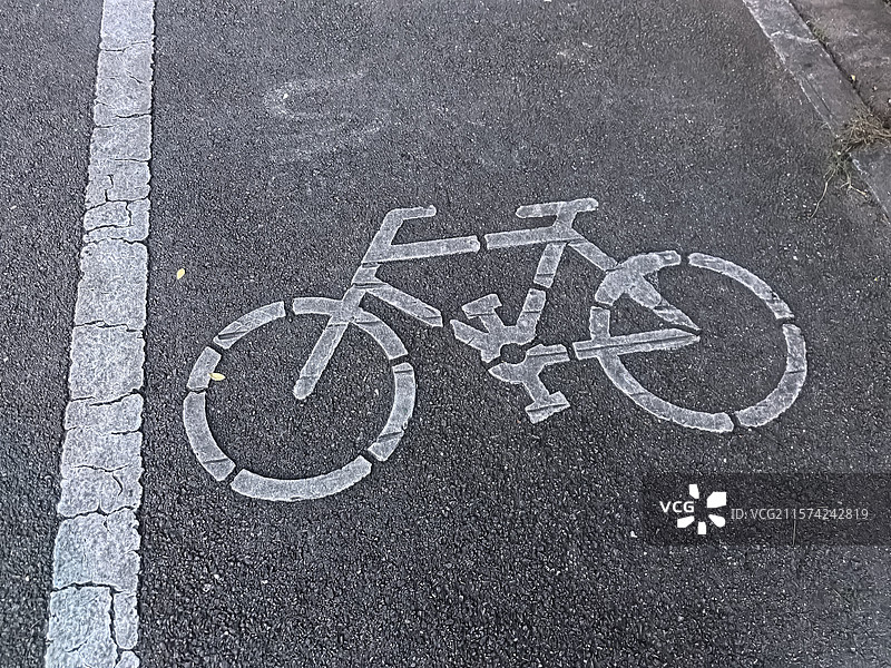 浏阳河自行车绿道上的自行车标识图片素材