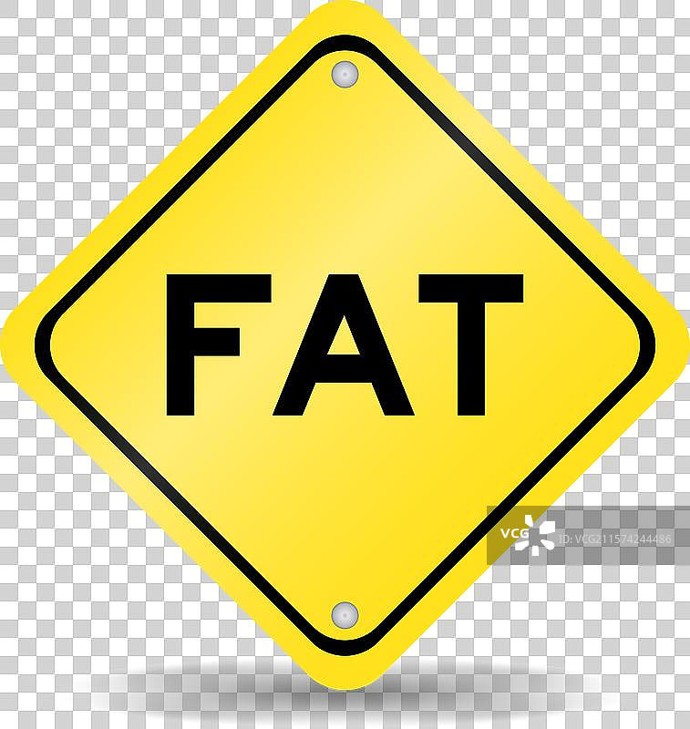 黄色交通标志，上面写着“肥胖”图片素材