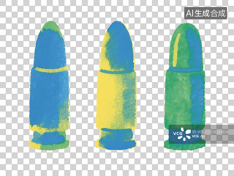 【AI数字艺术】彩色水彩风格三子弹插画图片素材