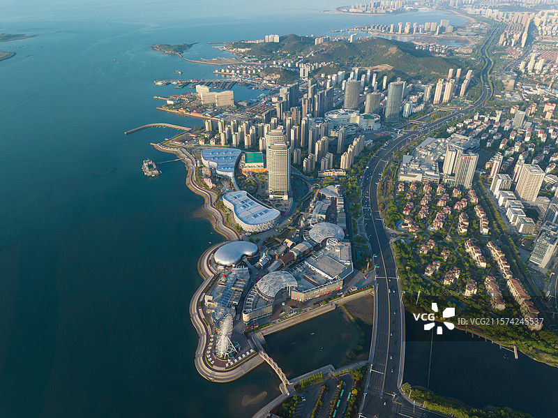 航拍青岛西海岸新区城市风光图片素材