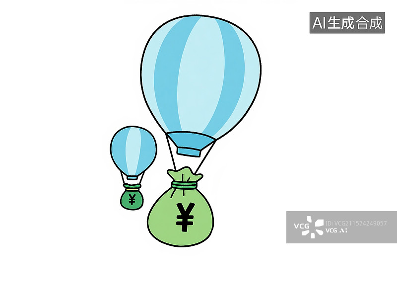 【AI数字艺术】理财基金如驾驭热气球需控风险图片素材