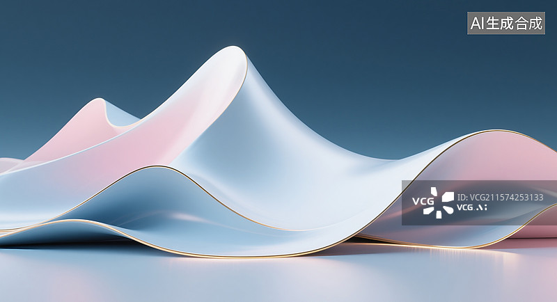 【AI数字艺术】三维科技古风山峰流线科技感背景图片图片素材