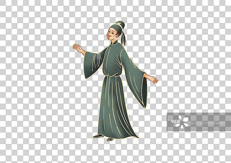 一个穿唐装的古代诗人插画免抠人物图片素材