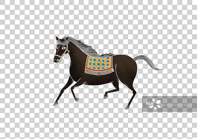 一只奔跑的骏马马年插画免抠元素图片素材