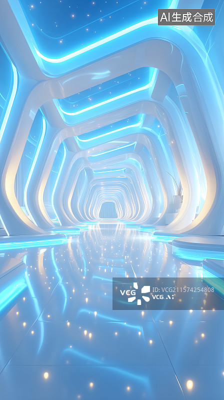 【AI数字艺术】未来科技霓虹灯舞台图片素材