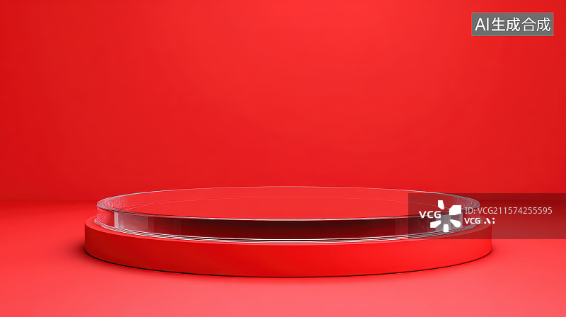【AI数字艺术】红色3D电商产品展示台图片素材
