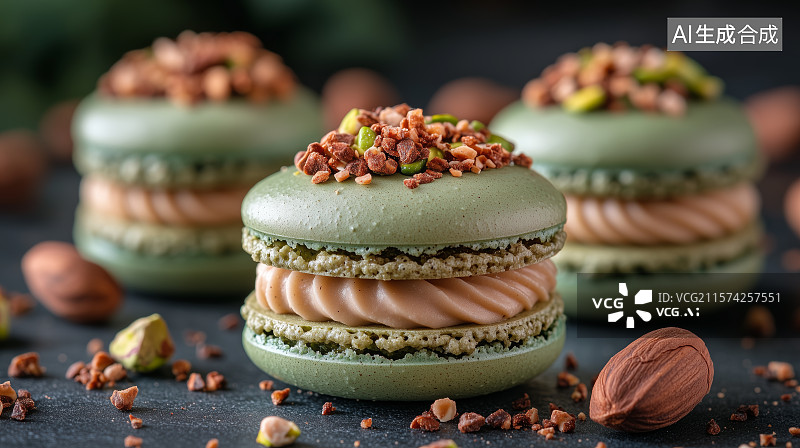 【AI数字艺术】绿色开心果马卡龙图片素材