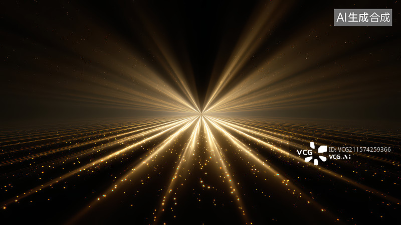 【AI数字艺术】金色发光光束，科技感图片素材
