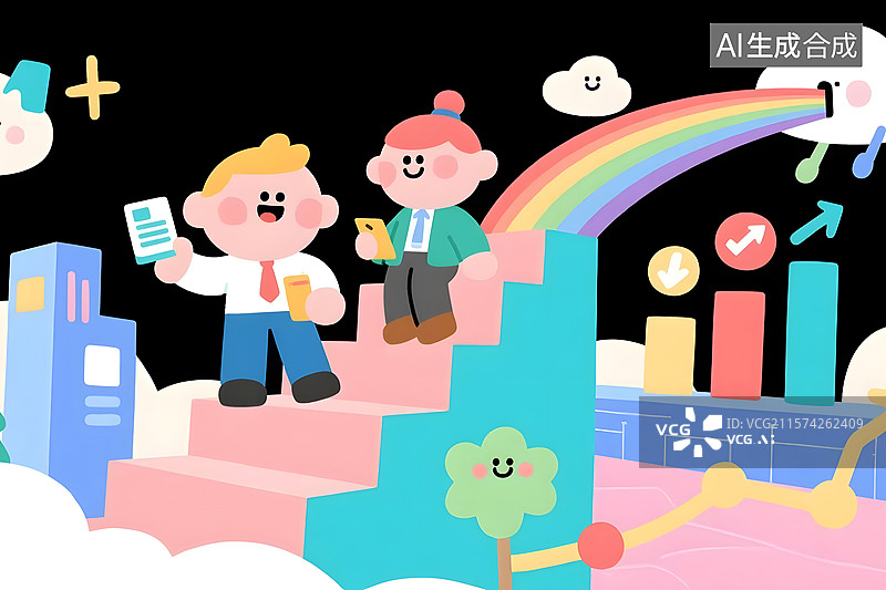 【AI数字艺术】商务场景插画背景图片素材