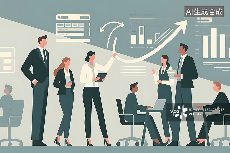 【AI数字艺术】商务场景插画背景图片素材