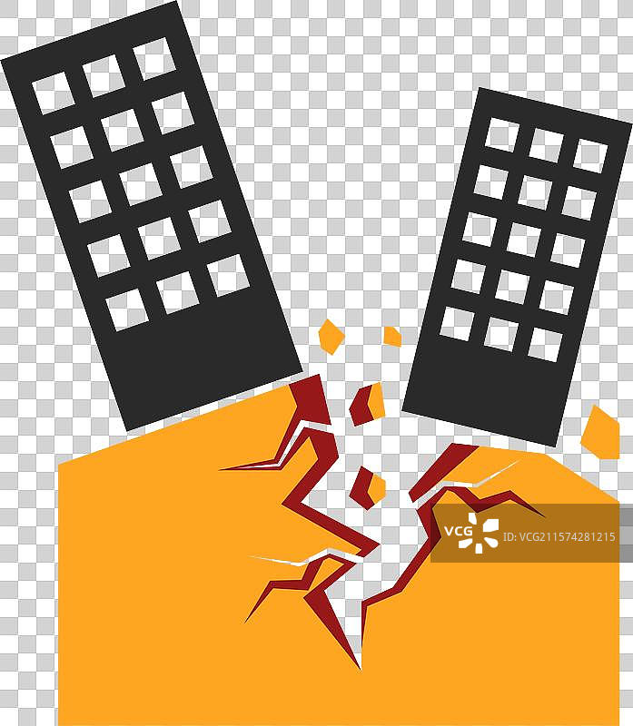 城市中的地震灾害与倒塌的建筑物图片素材