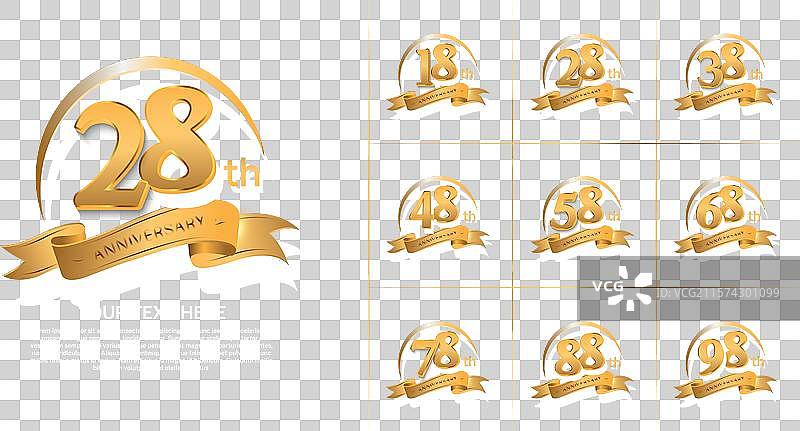 金色波纹的周年庆祝套装图片素材