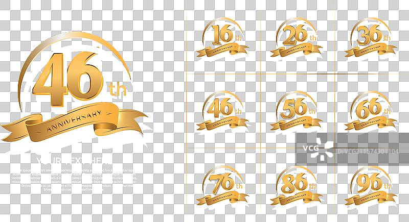 金色波纹的周年庆祝套装图片素材