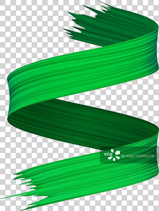 用彩色丝带制成的刷子，带有绿色元素图片素材