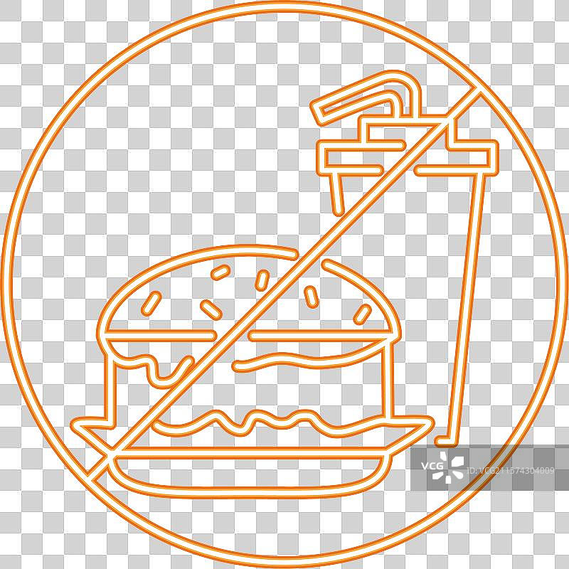 无快餐霓虹线条图标图片素材