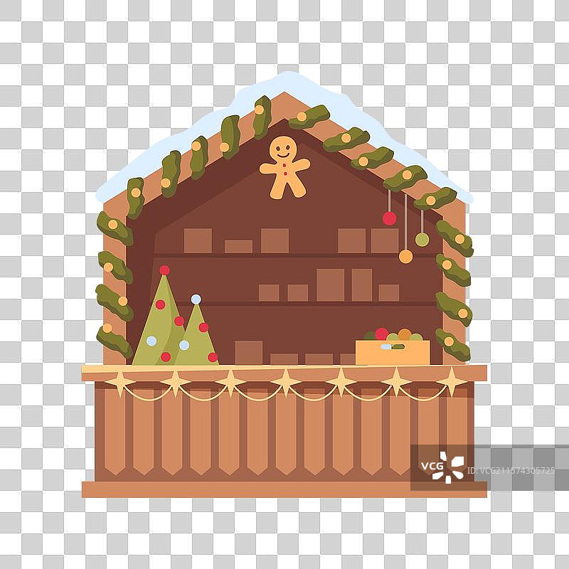 圣诞市场摊位小亭与礼品盒图片素材