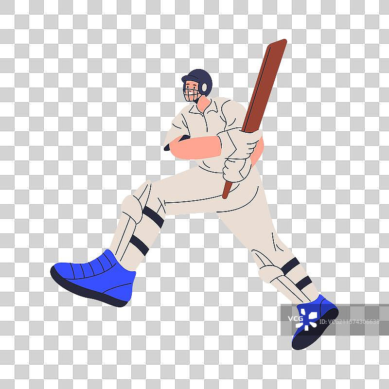 职业板球运动员与球棒的运动乐趣图片素材