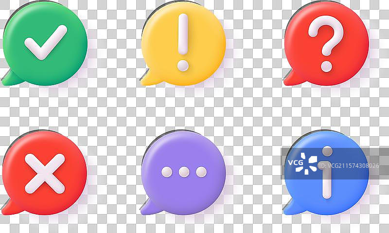 3D图标集：勾选标记、信息图标、聊天图标图片素材