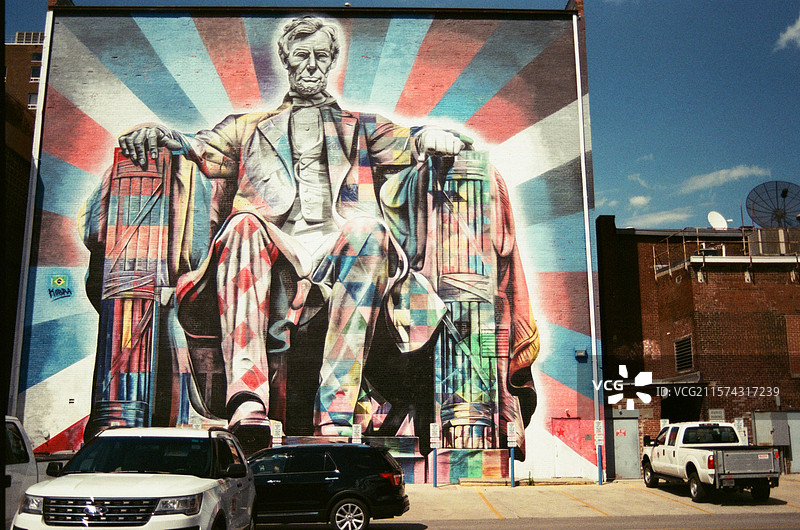 林肯壁画涂鸦胶片图片素材