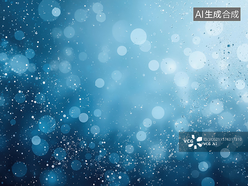 【AI数字艺术】梦幻蓝色光斑图片素材