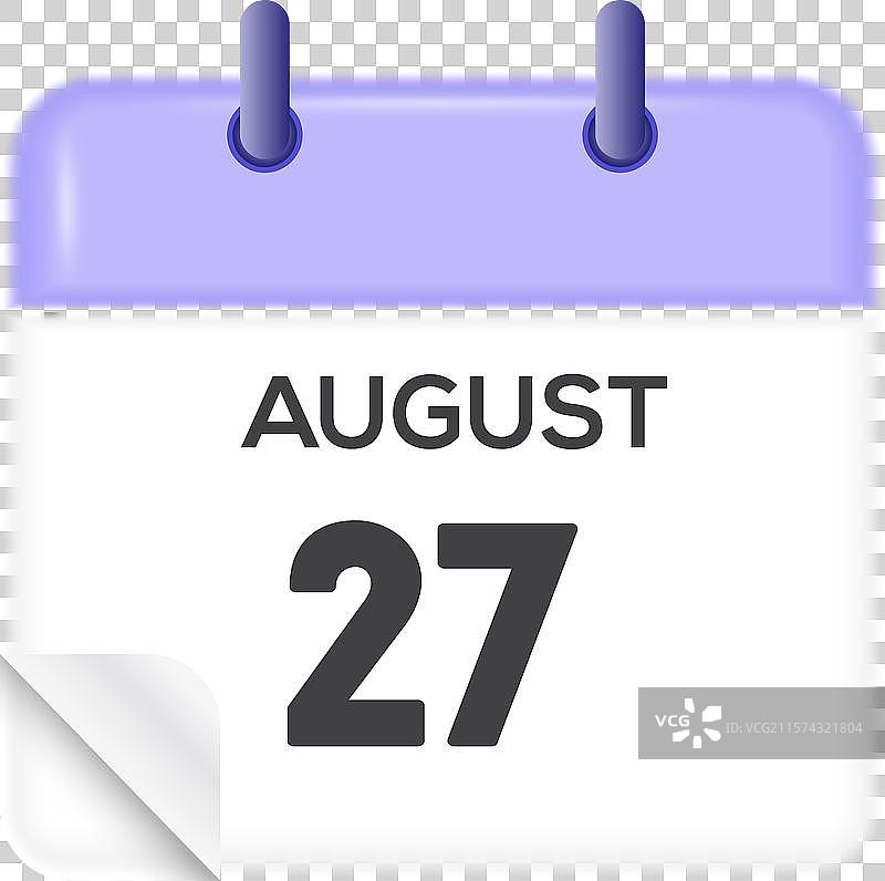八月二十七日 - 日历和时间规划器每日使用图片素材