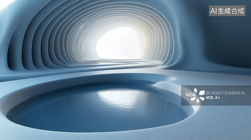 【AI数字艺术】未来感十足的隧道内部图片素材