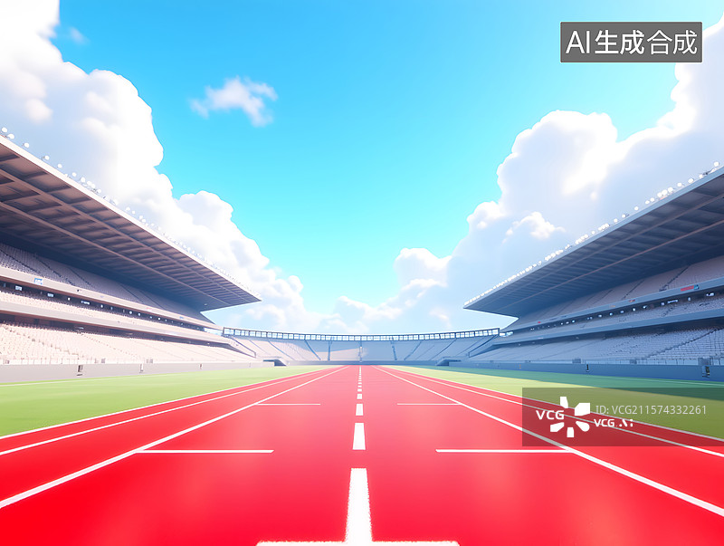 【AI数字艺术】运动比赛的跑道场景插画图片素材