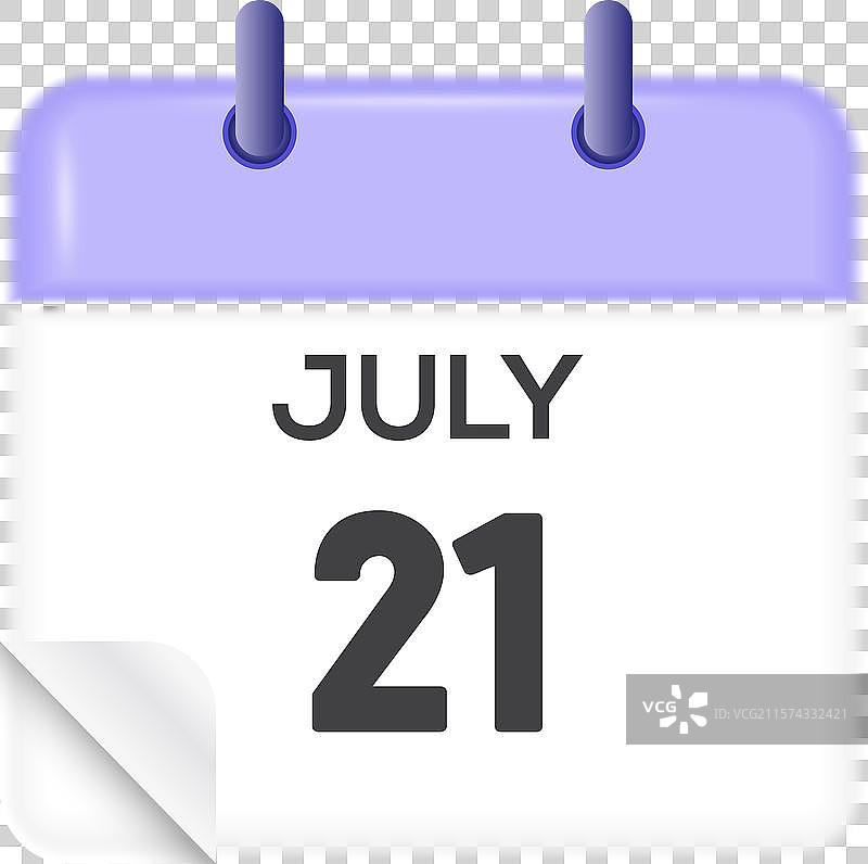 七月二十一日 - 日历和时间规划器每日使用图片素材
