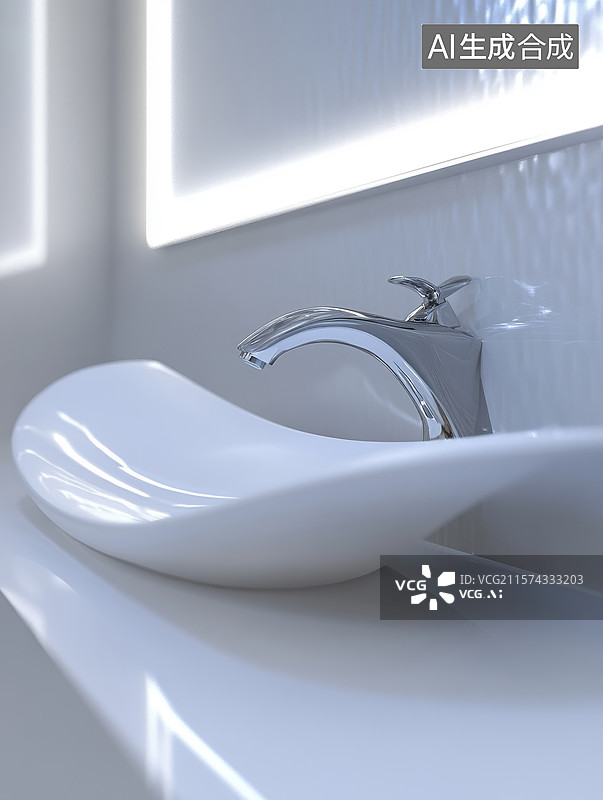 【AI数字艺术】现代简约洗手盆与水龙头图片素材